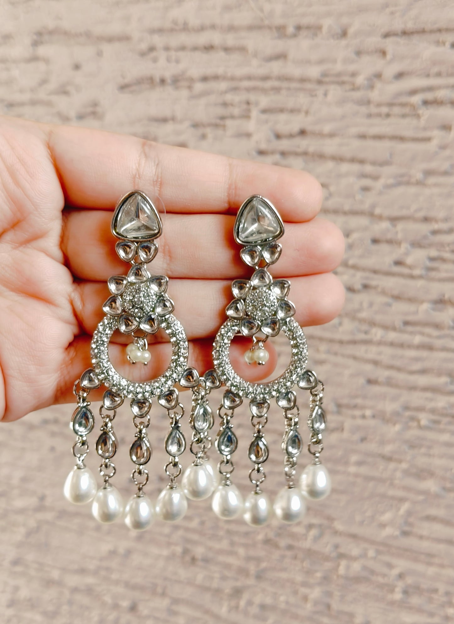 Silver Kundan Earrings