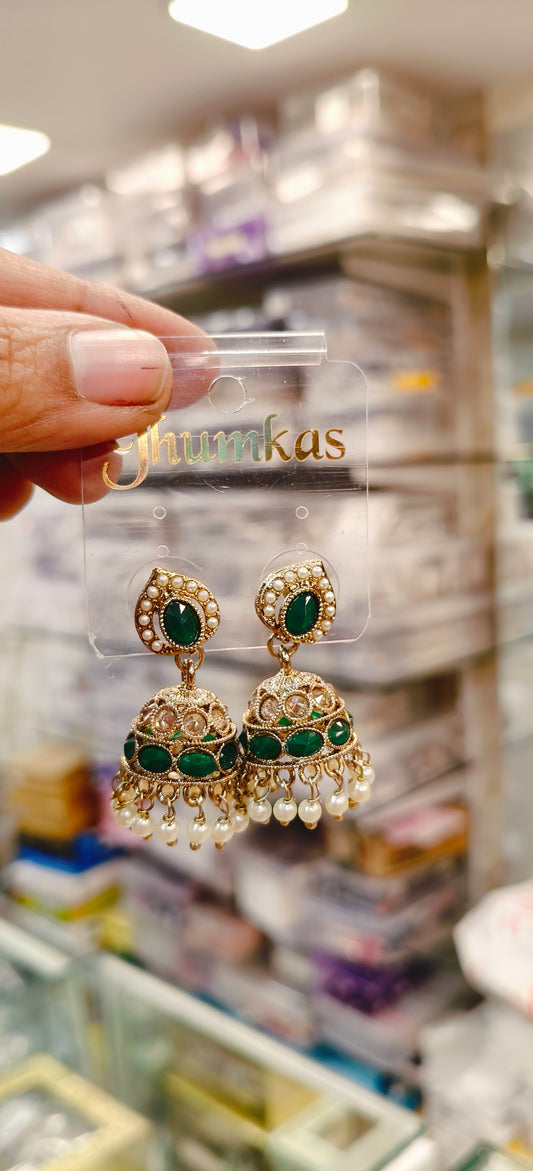 Short Green Earrings