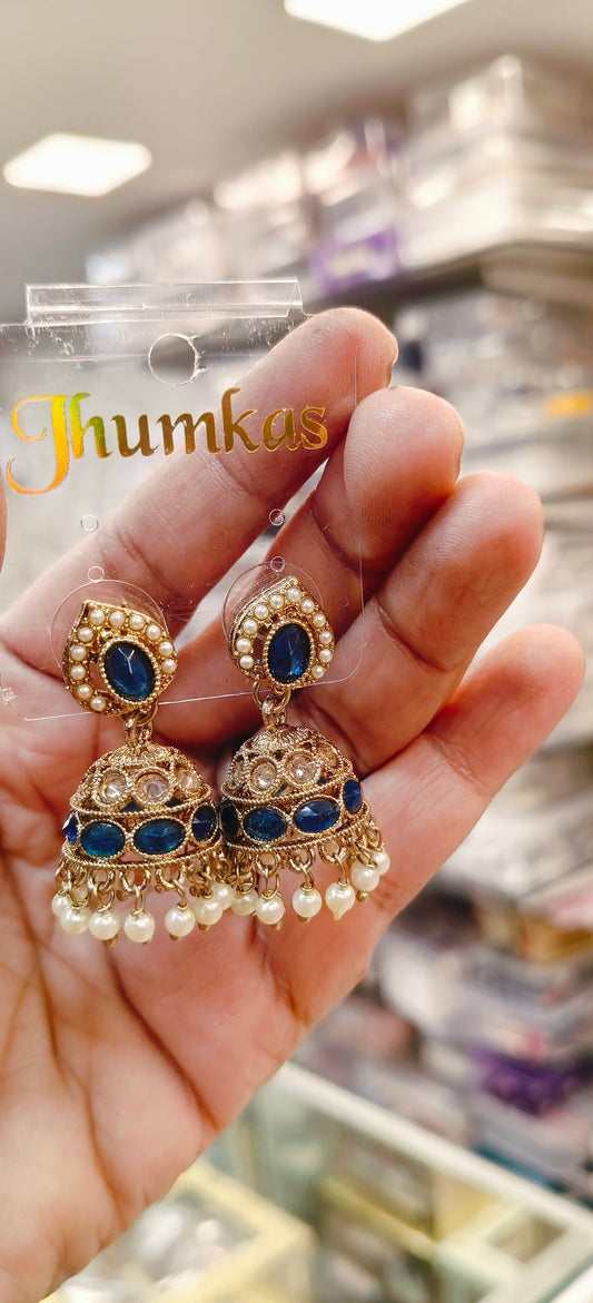 Short Dark Blue Earrings