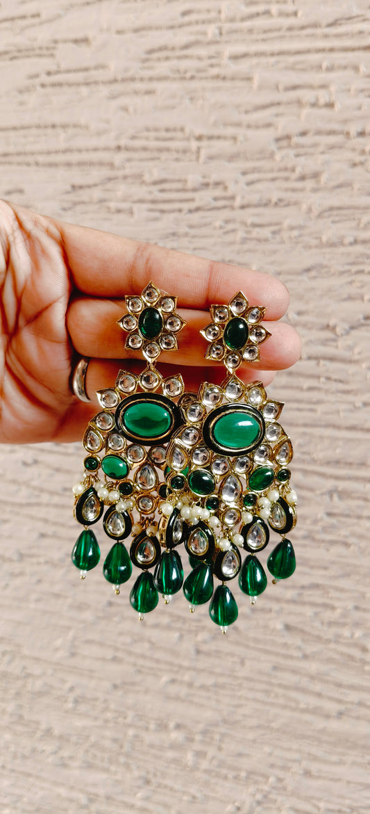 Green Kundan Earrings
