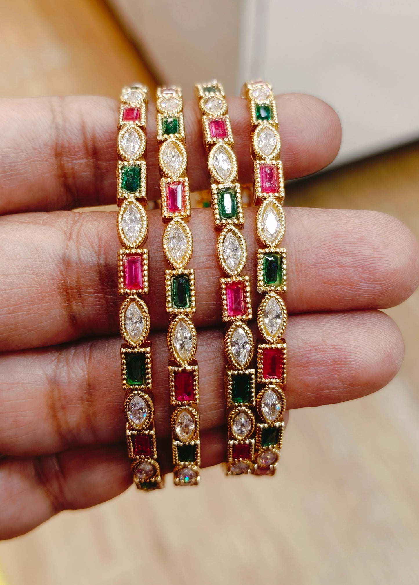 Gold Plated Bangles in 2.4, 2.6 and 2.8 Size.