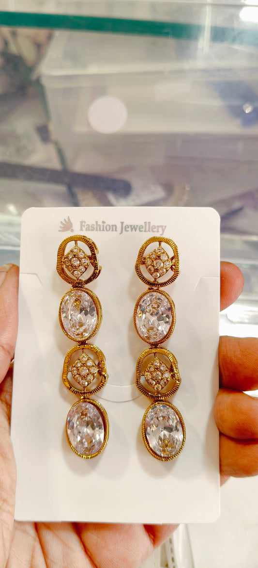 Golden and Blue Stone Beaded Earrings.