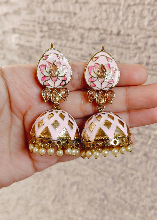 Pink Jhumka Earrings