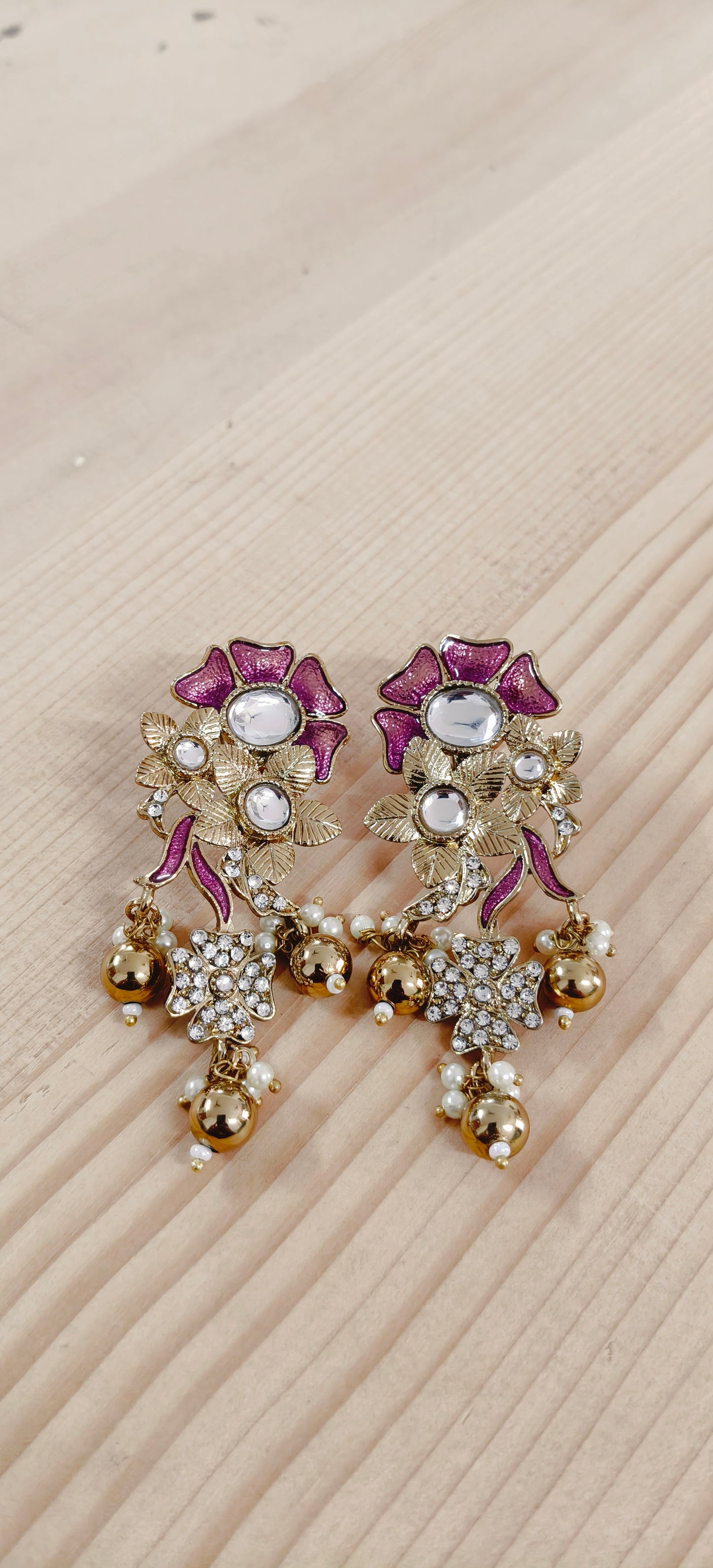 Purple Kundan Earrings