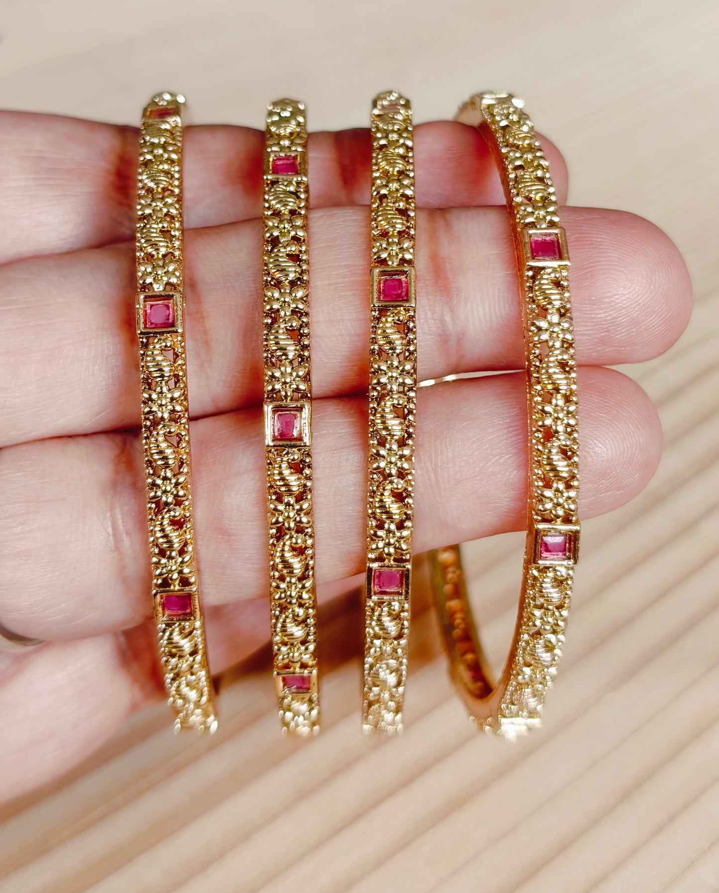 Gold Plated Bangles in 2.6 size.