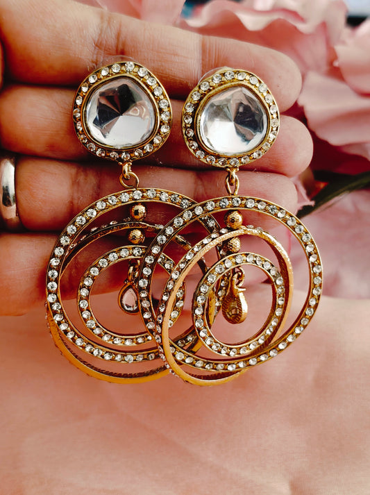 Gold Diamond Kundan Earrings