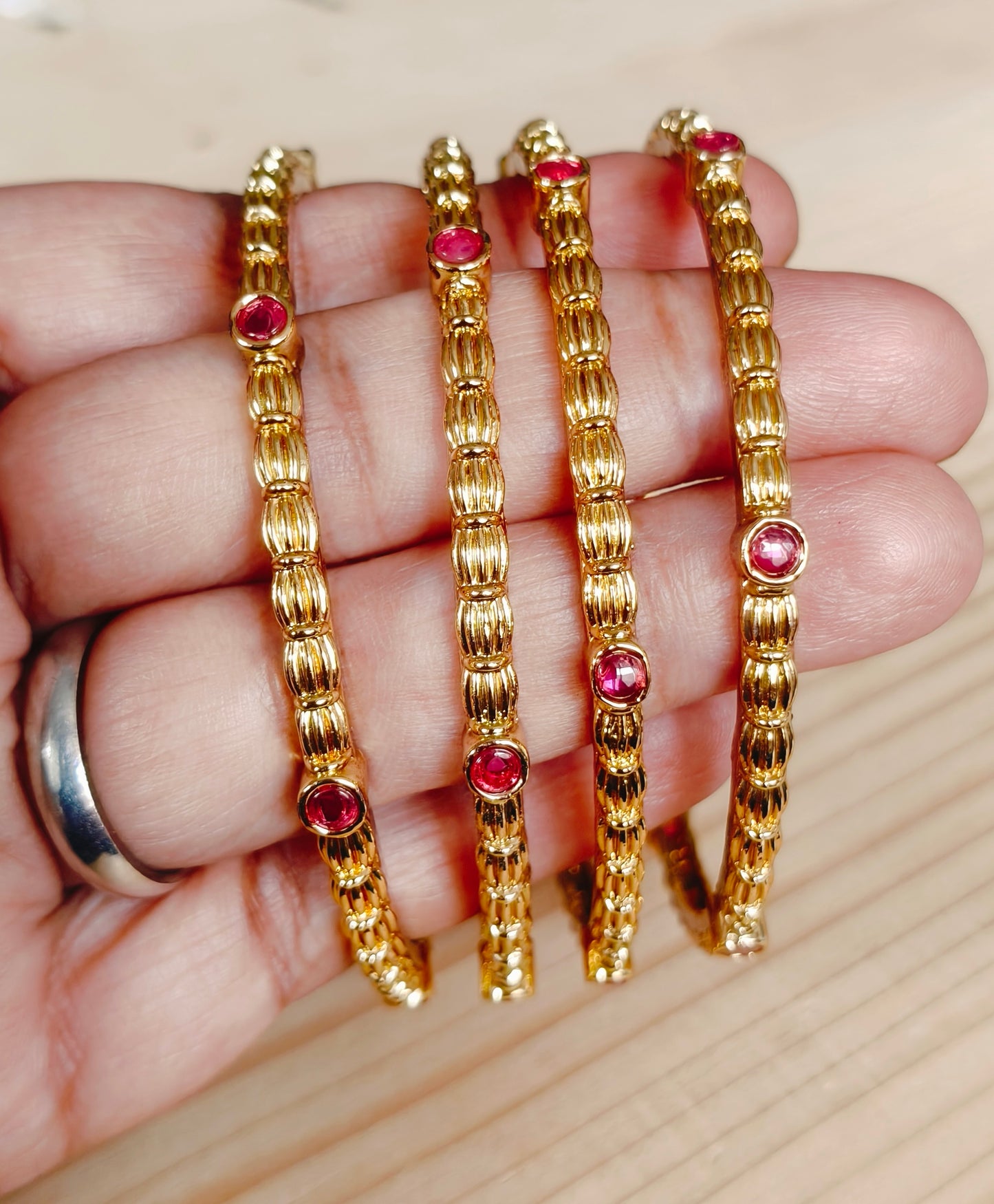 Gold Plated Bangles in 2.4, 2.6 and 2.8 size.